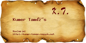 Kumer Tamás névjegykártya